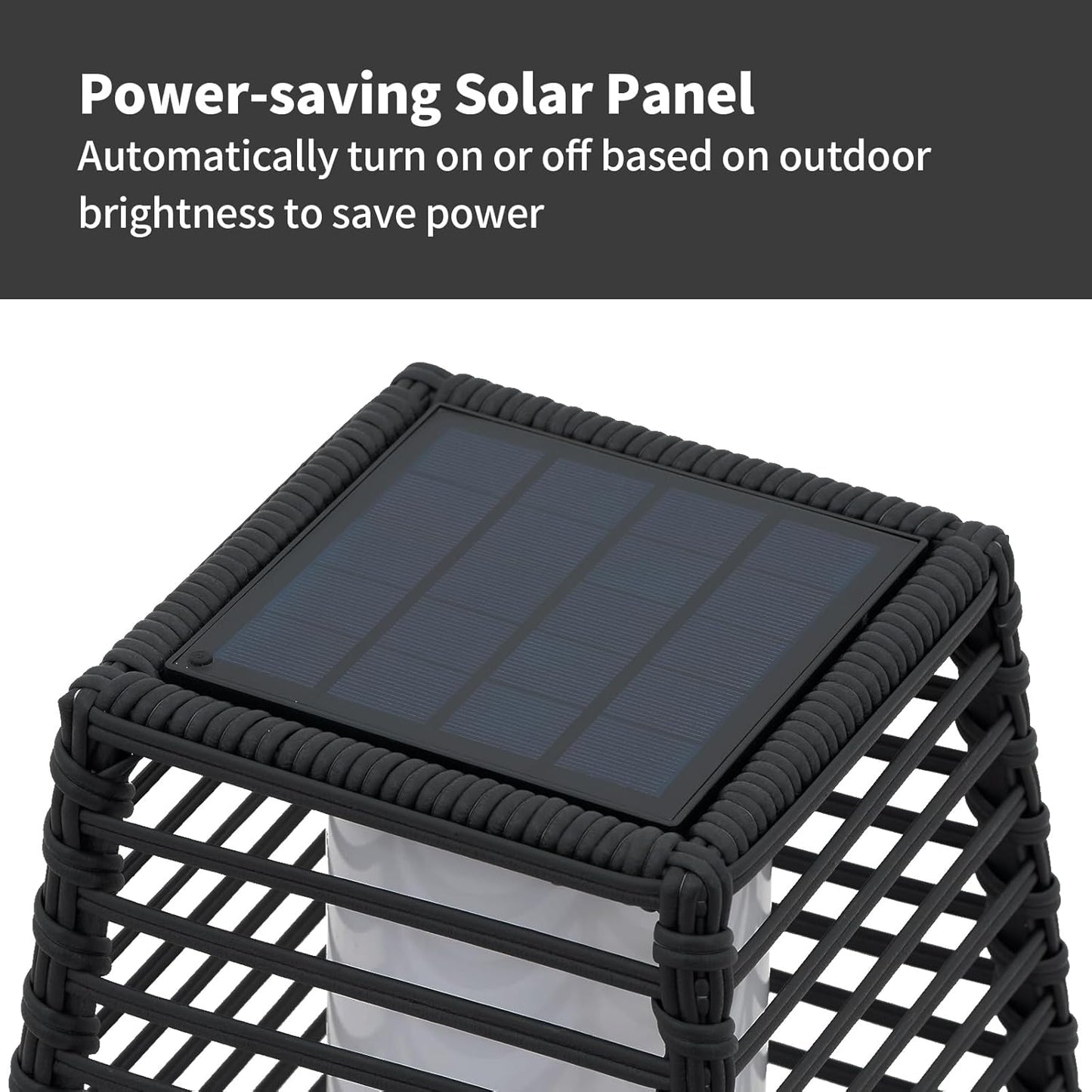 Outdoor Floor Lamp Weather-Resistant Outdoor Wicker Light Solar Powered Lantern Deck Lights for Patio Yard Garden