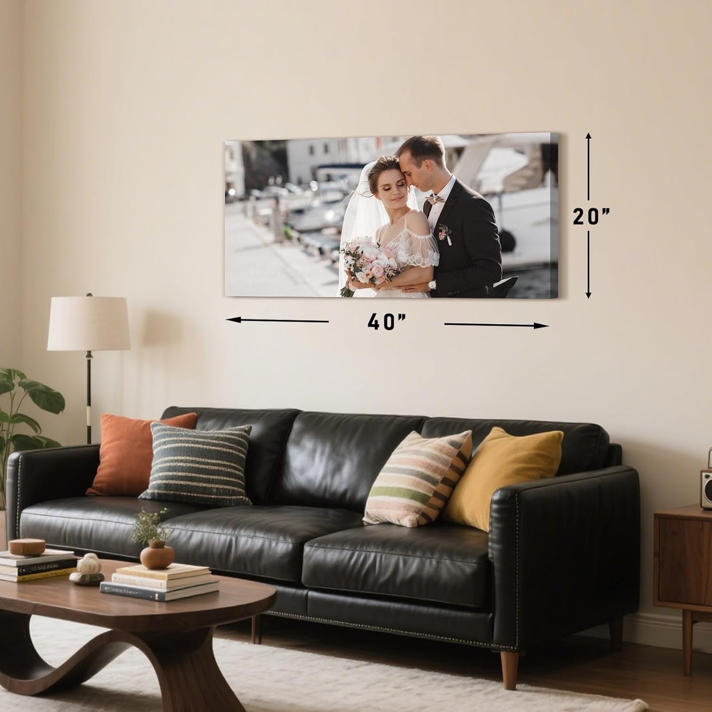 Personalized Custom Canvas Prints with Your Photos & Text, Customized Picture Print, Transform Own Images Into Framed Wall Art Digitally Printed Photo to Canvas, Keepsakes Gifts for Family 40x20’’