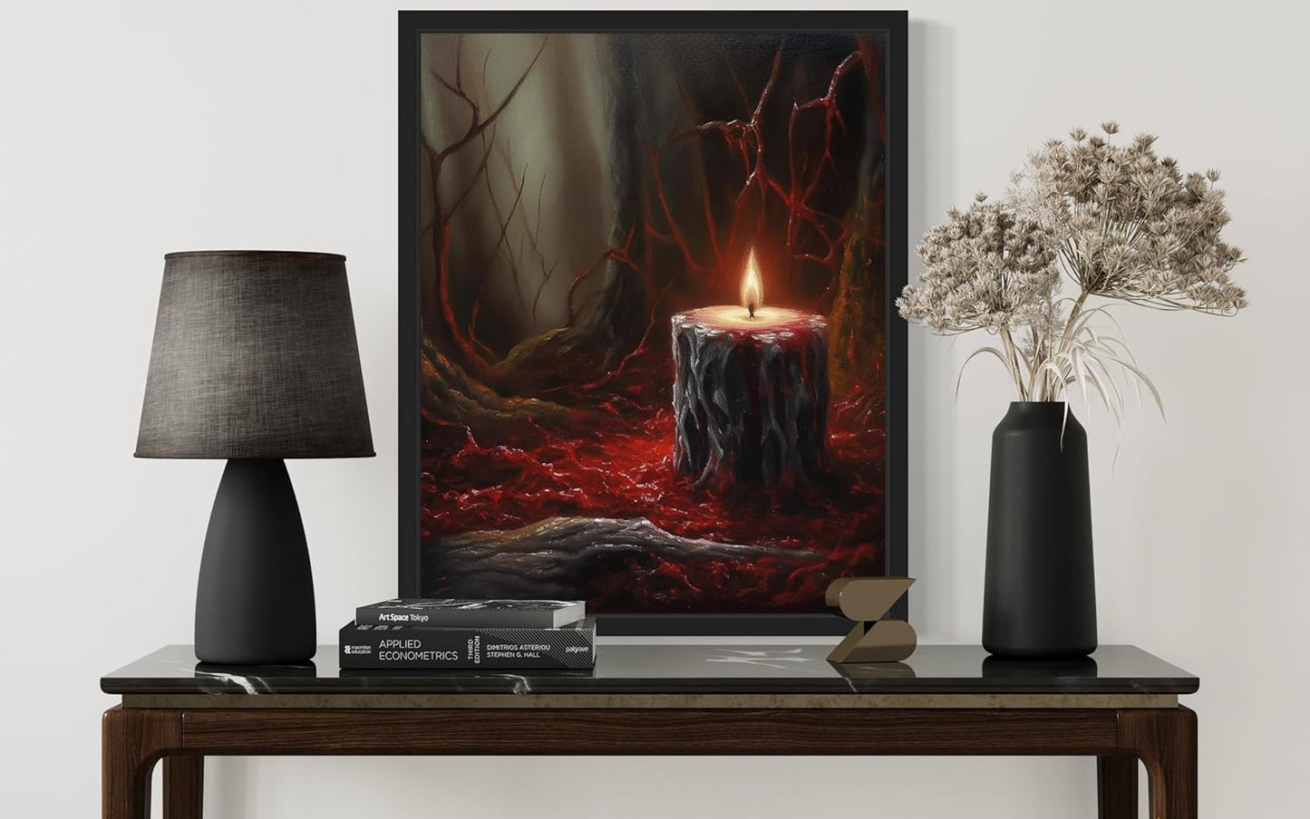 Gothic Candle Poster Art Print, Halloween Scary Vintage Wall Art Academia Spooky Painting Decoration for Horror Prints, Posters Bedroom Decor 89 (Gothic Candle, 8 x 10 inches, Black Frame)