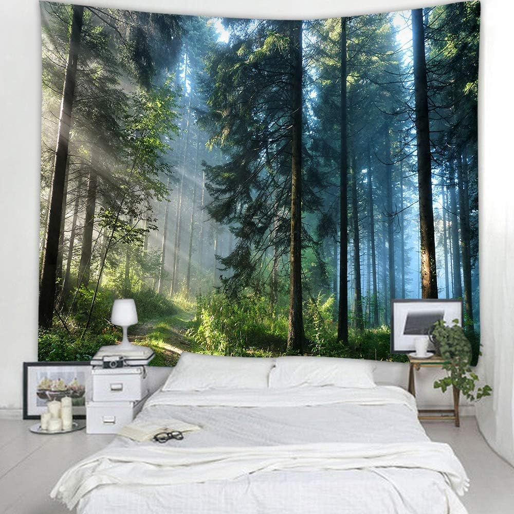Llamazing Forest Tapestry Home Decor Landscape Tapestry Living Room Bedroom Decoration Magic Curtain (Morning Forest, 60''L×51''W)