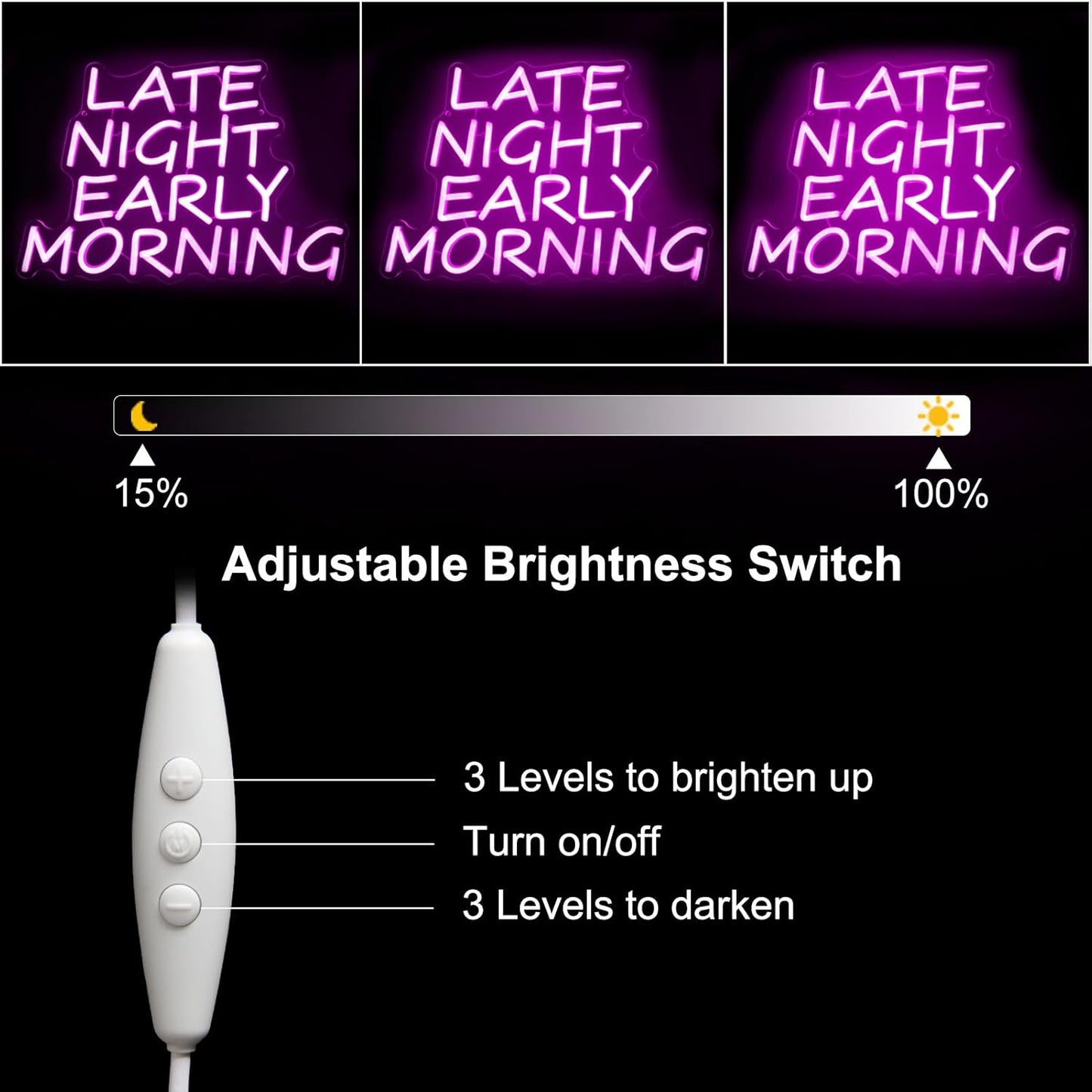 Bar Neon Sign Late Night Early Morning Neon Signs for Wall Decor Beer LED Neon Sign Pink Letter Neon Light Sign Dimmable Neon Lights for Bedroom Bar Party Hotel Club Party Man Cave Decor