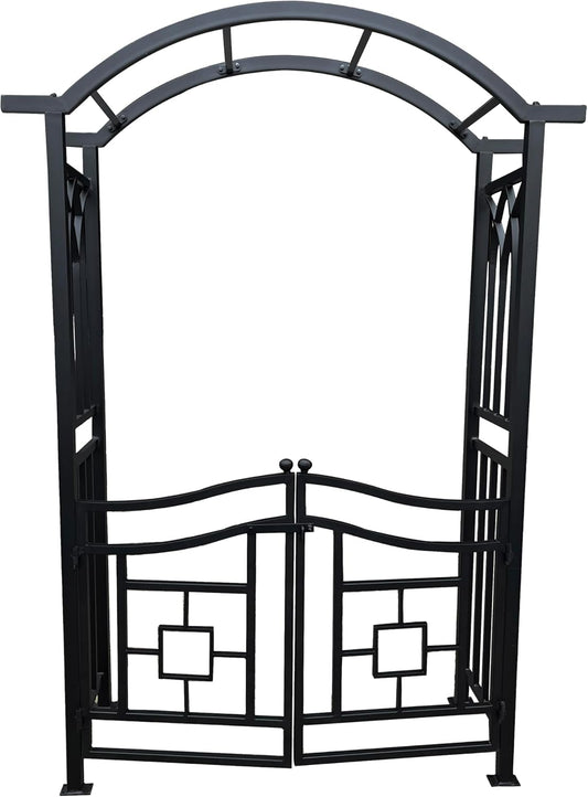 Black Aluminum Garden Arbor Arch with Gate