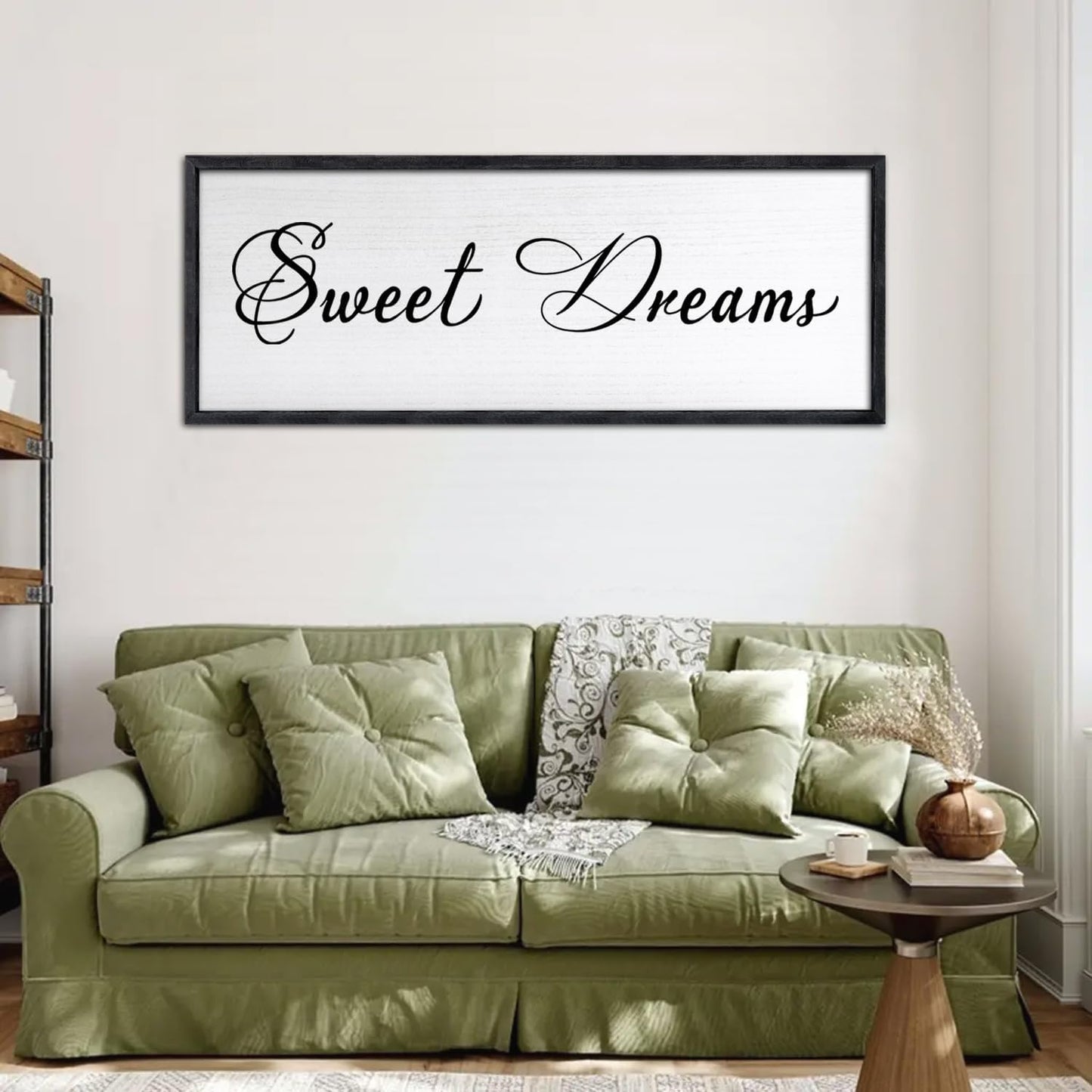 Sweet Dreams Wall Decor Above Bed 40x15 Inch Large Master Bedroom Hanging Wood Rustic Framed Farmhouse Sweet Dreams Sign Guest Room Aesthetic And Minimalist Over Bed Wall Art（Black）