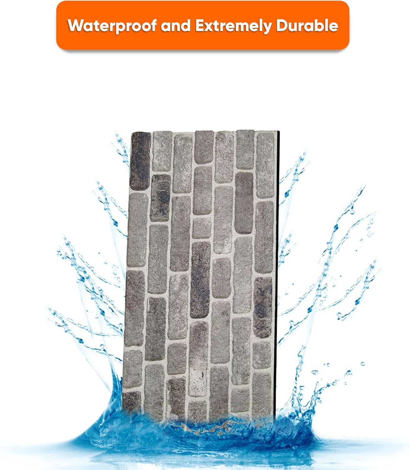 IZODEKOR 3D Wall Panels Brick Effect - Cladding, Stone Look, Styrofoam Facing for Living Room, Kitchen, Bathroom, Balcony, Bedroom, Back of Counter | Path of Gray (3 x Panels) - Covers 53 sq ft