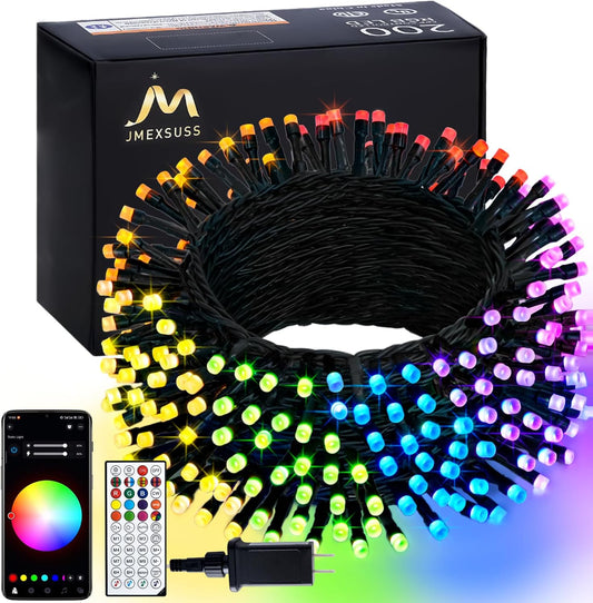 JMEXSUSS APP Controlled Color Changing Christmas Lights, 66ft 200 LED RGB String Lights Green Wire with Remote, Smart Christmas Tree Lights Plug in for Room Bedroom Party Indoor Outdoor Home Decor