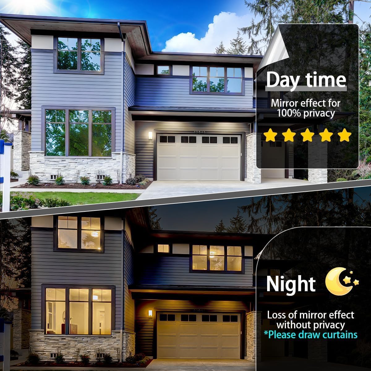 Niviy One Way Privacy Window Film See Out Not in Window Tint for Home Heat Blocking Anti UV Glass Door Mirror Reflective Window Film for Home Office, (Silver 35.4" x 157.4")