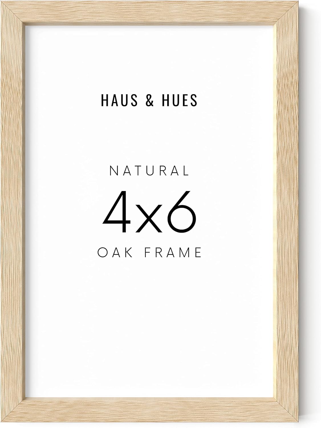 HAUS AND HUES Solid Oak 4x6 Picture Frame for Wall or Tabletop - Natural Wood Frame 4x6, Beige Photo Frame 4x6 for Walls, 4x6 Wood Picture Frame, 4 by 6 Picture Frame, 4x6 Frames for Pictures