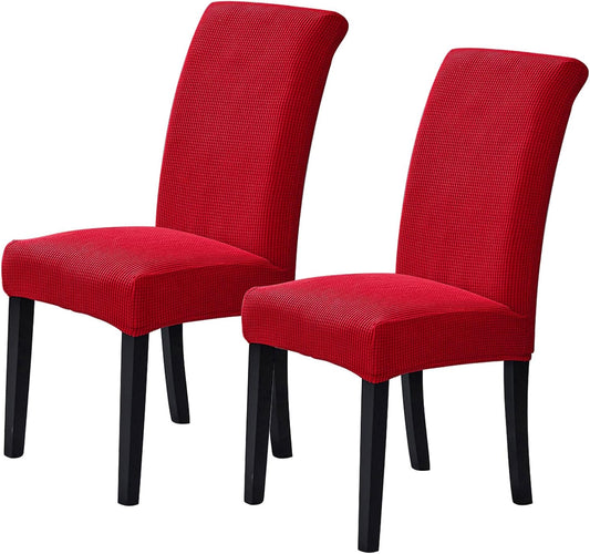 Howhic Stretch Chair Covers for Dining Room Set of 2, Removable Washable Dining Room Chair Covers, Dining Chair Slipcovers Seat Protector, Great for Home Decor and Banquet (Ruby, 2 Pack)