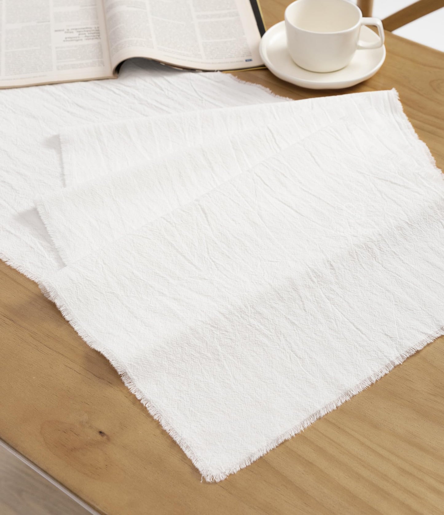 Vitalizart White Pure Cotton Table Runner (14 x 72 Inch) – Rustic Dining, Wedding, & Holiday Home Decor