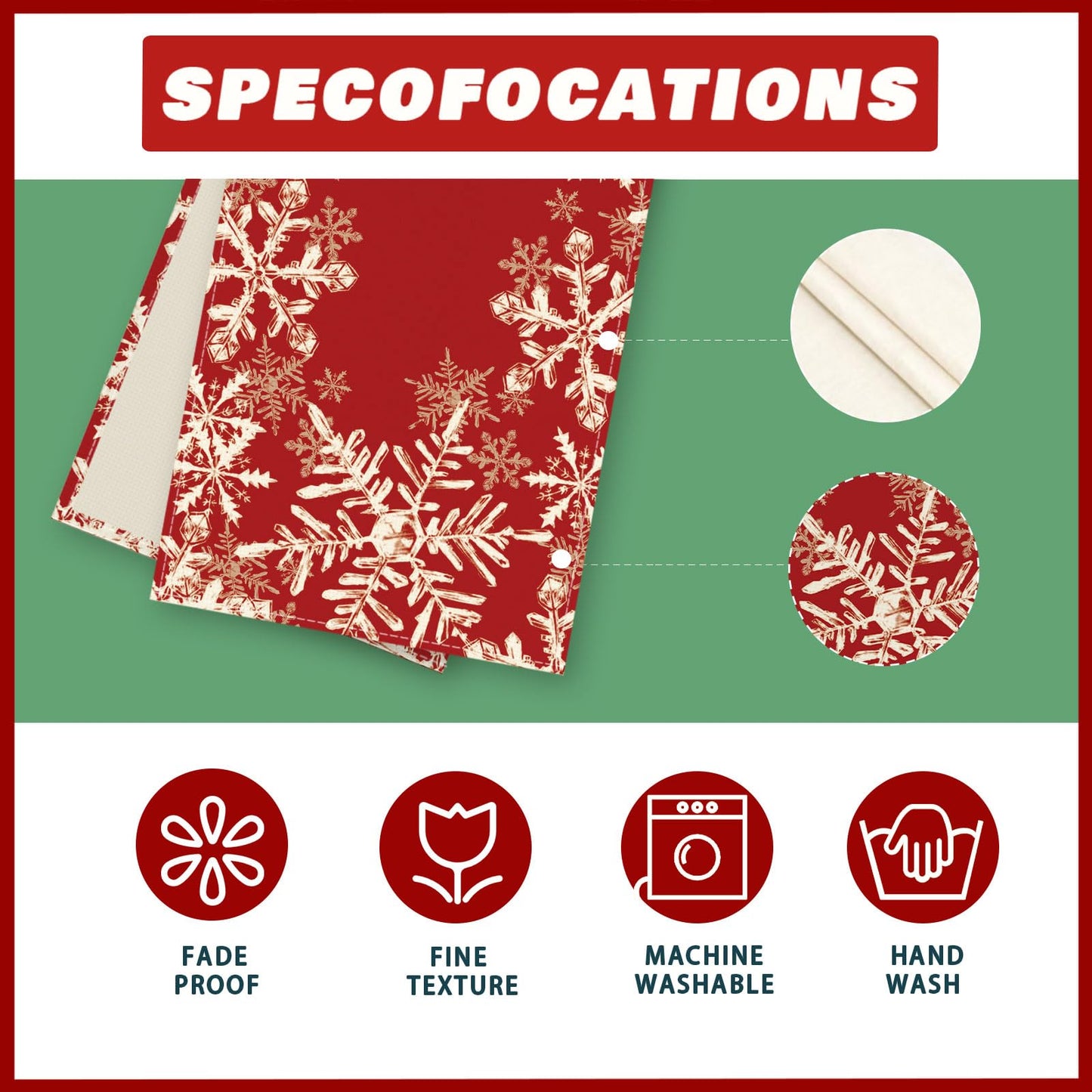 Red Snowflakes Winter Christmas Table Runner - Festive Holiday Dining Decor (Available in 4 Sizes)