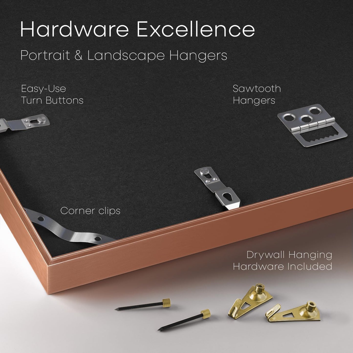 Homeforia 24x30 Frame Rose Gold, High End Metal 24x30 Picture Frames with Mat 18x24 inch Photo, 24 x 30 Rose Gold Poster Frame Matted to 18 by 24, 30x24 Large Frame, Tempered Glass, Wall Kit, Set of 1