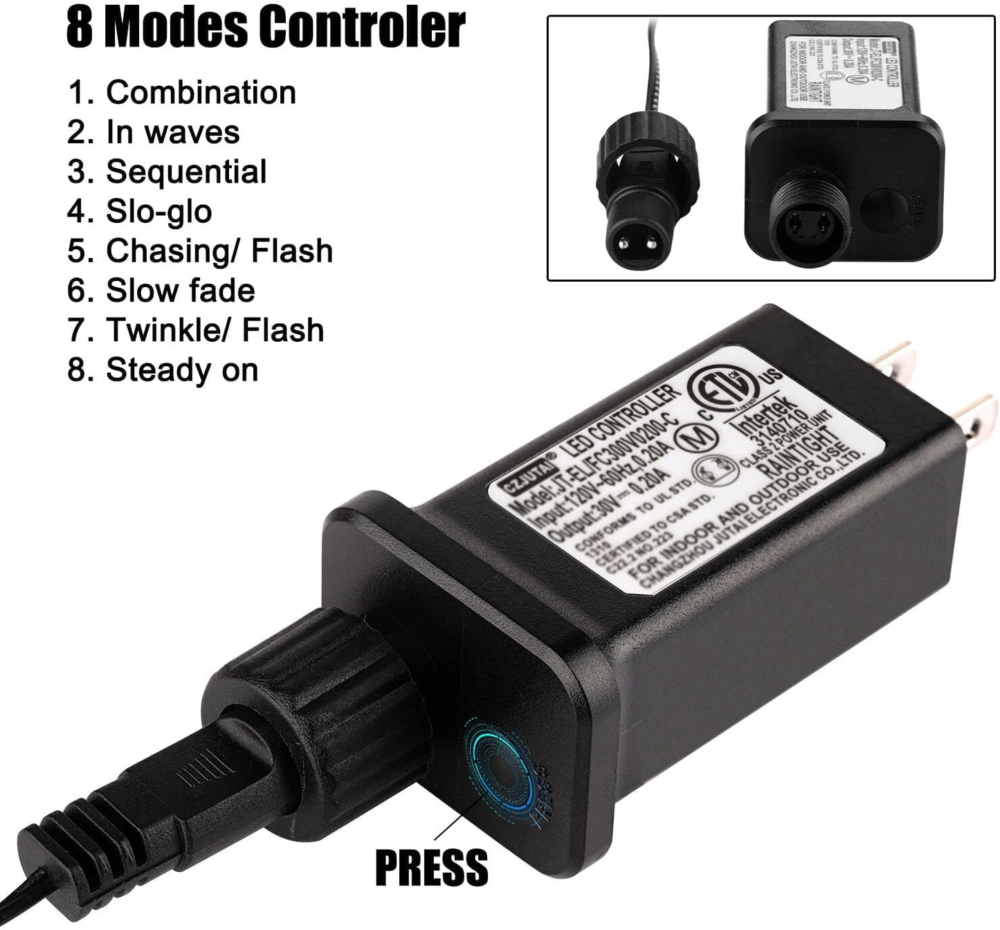 Minetom Halloween String Lights Outdoor, 98 Feet 300 Led Christmas Lights with 8 Lighting Modes for Halloween Party Christmas Xmas Tree Lights Decor(Purple)