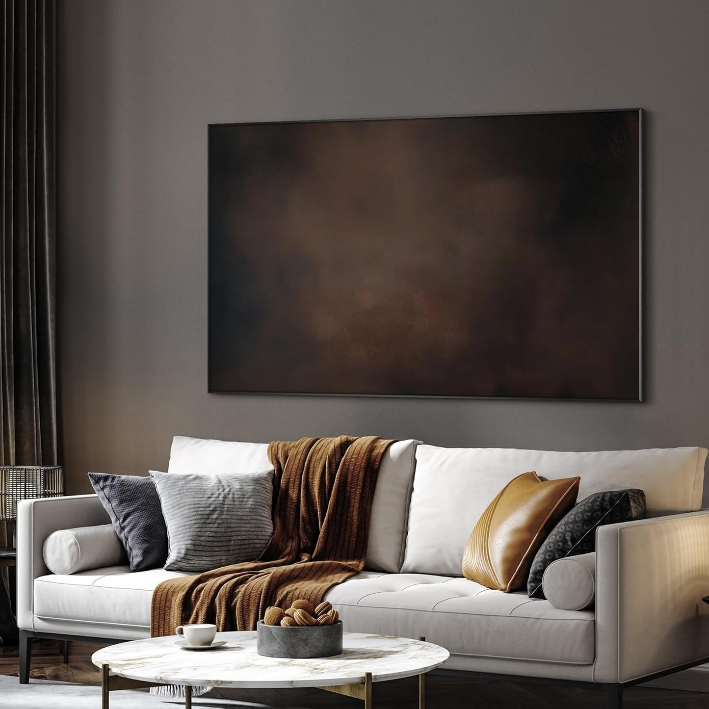 SIGNWIN 36"x60" Extra Large Framed Wall Art Dark Brown Abstract Moody Illustration for Home Living Room Bedroom Decor (Frame Assembly Required)