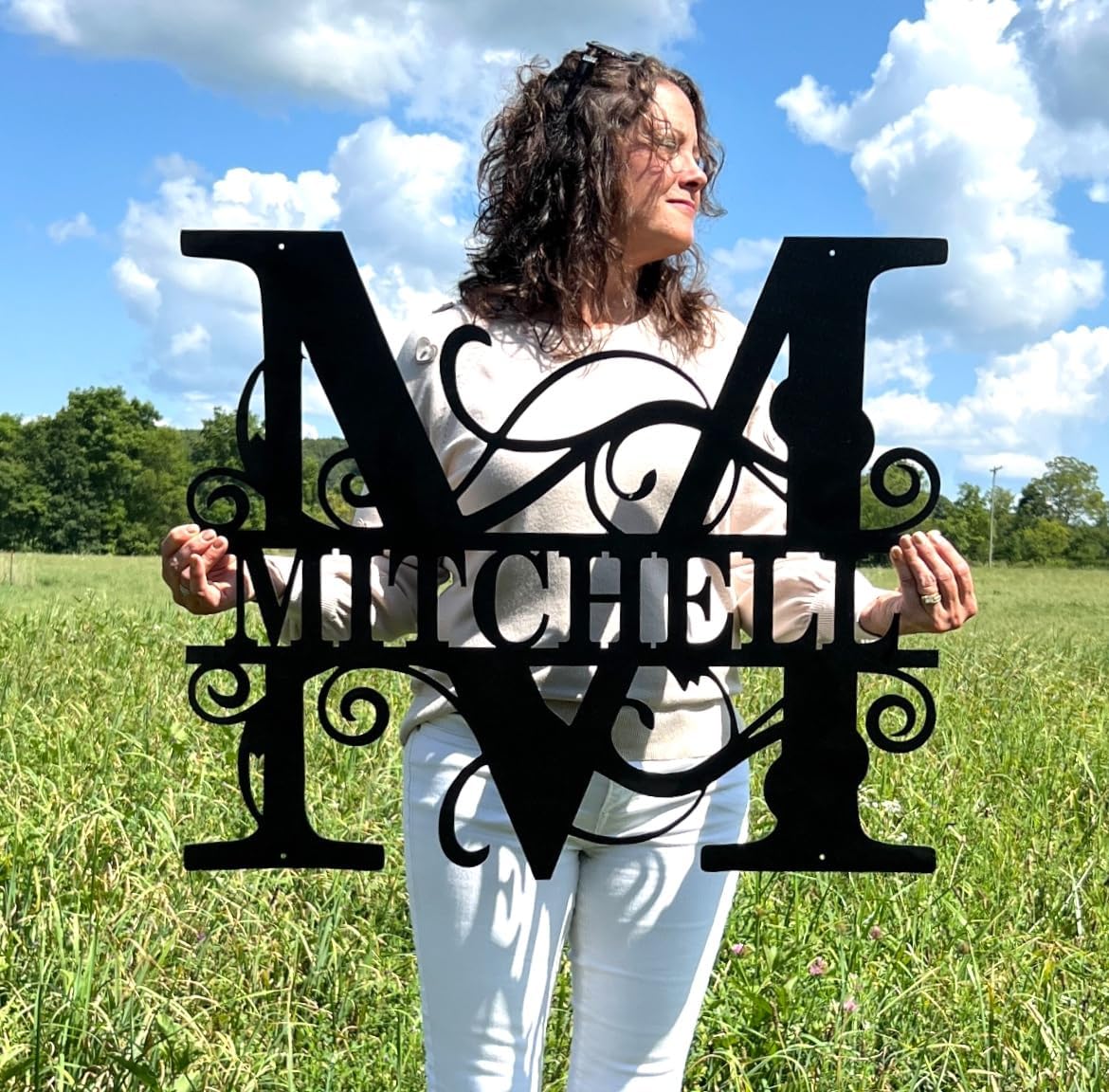 Custom Metal Last Name Monogram Sign – Personalized Wedding, Housewarming, or Outdoor Wall Decor