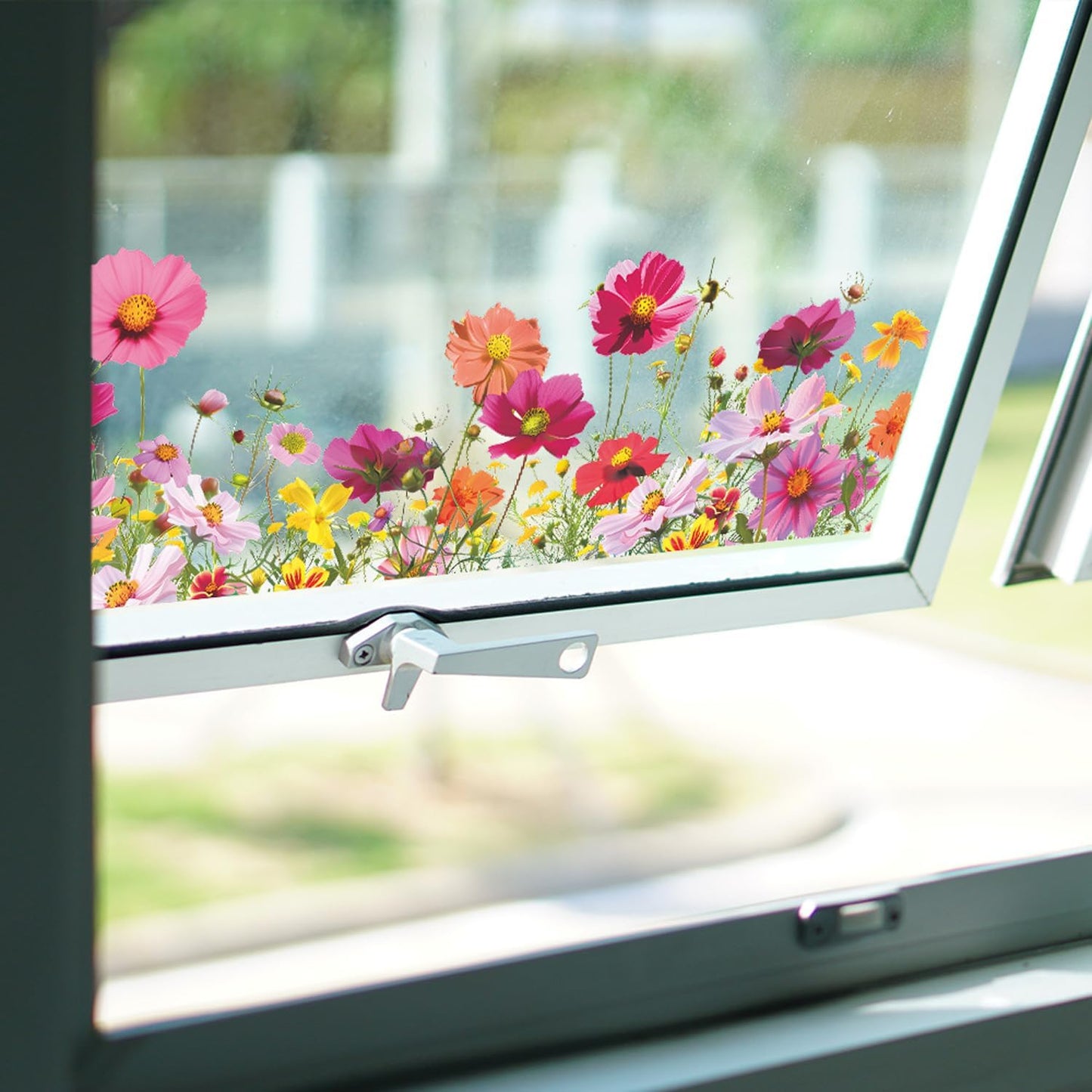2 Sets 3D Daisy Window Clings Boho Garden Flower Double Sided Wildflower Floral Daisy Window Decals Anti-Collision Glass Doors Stickers 7x21 Inch