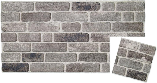 IZODEKOR 3D Wall Panels Brick Effect - Cladding, Stone Look, Styrofoam Facing for Living Room, Kitchen, Bathroom, Balcony, Bedroom, Back of Counter and Teras | Path of Gray (10" x 10" Sample)