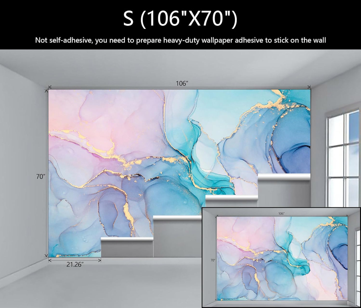 WFBHUA-Marble Wallpaper Mural Abstract Gold Art Background Wall Large Mural for Living Room Bedroom(Not Peel and Stick)