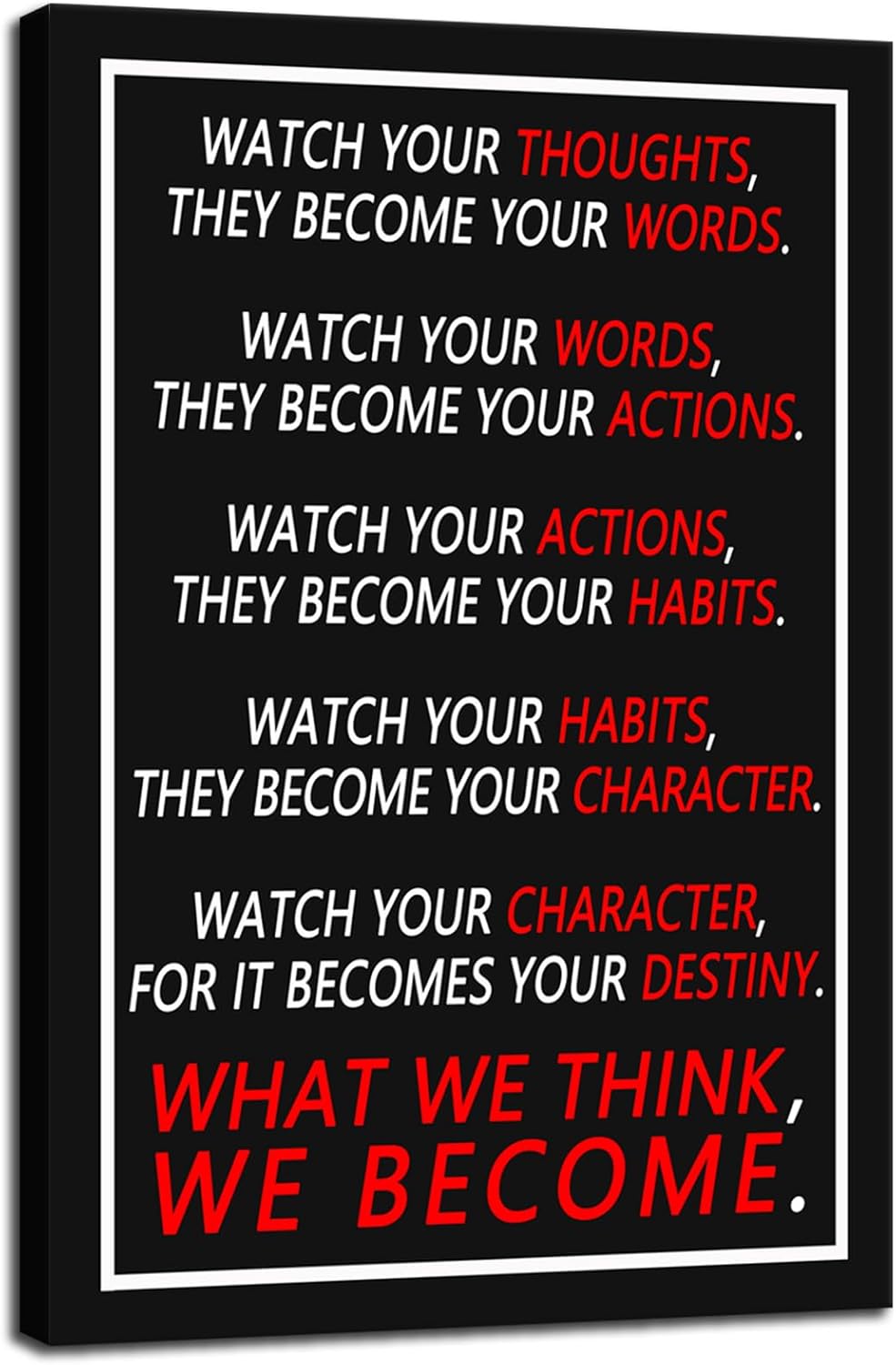 Motivational Canvas Wall Art Inspirational Poster for Office Watch Your Thoughts Inspiring Canvas Prints Artwork for Home Wall Decor Modern Painting Stretched and Framed Ready to Hang [24''Wx 36''H]