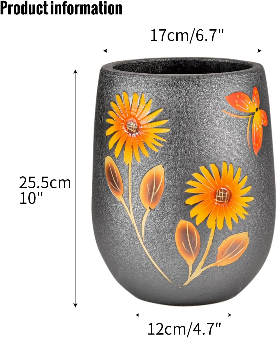 Sungmor 10.6 Inch Ceramic Succulent Plant Pot with Drainage Hole, Hand Painted Flower Pots for Plants, Unique Texture Decorative Planter for Indoor and Outdoor, Pottery Vase for Home Office Decor