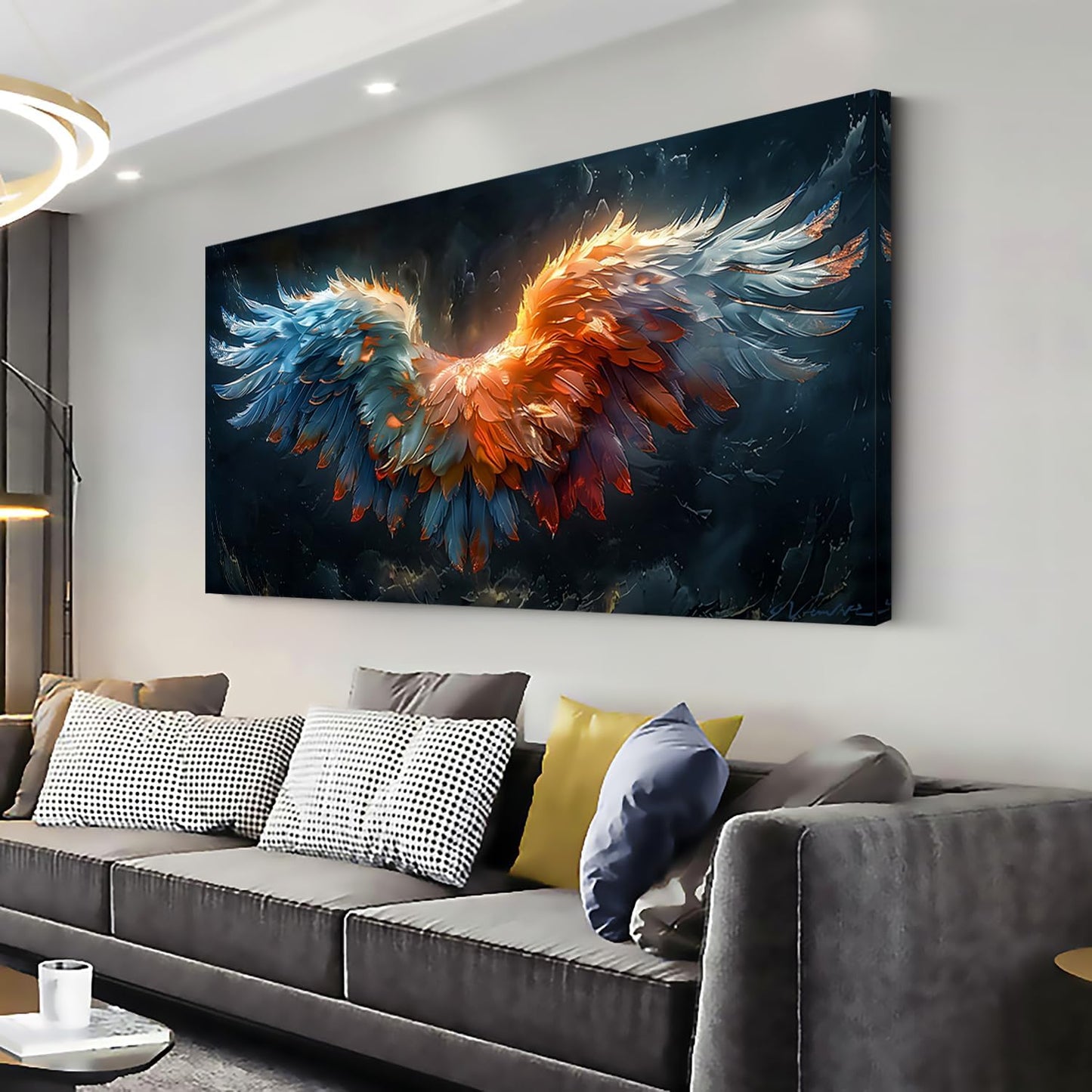 LASMOND Beautiful Colorful Angel Wings Religion Wall Art Decor Artwork for Girls Room Bedroom Living Room (20x40 Inches)