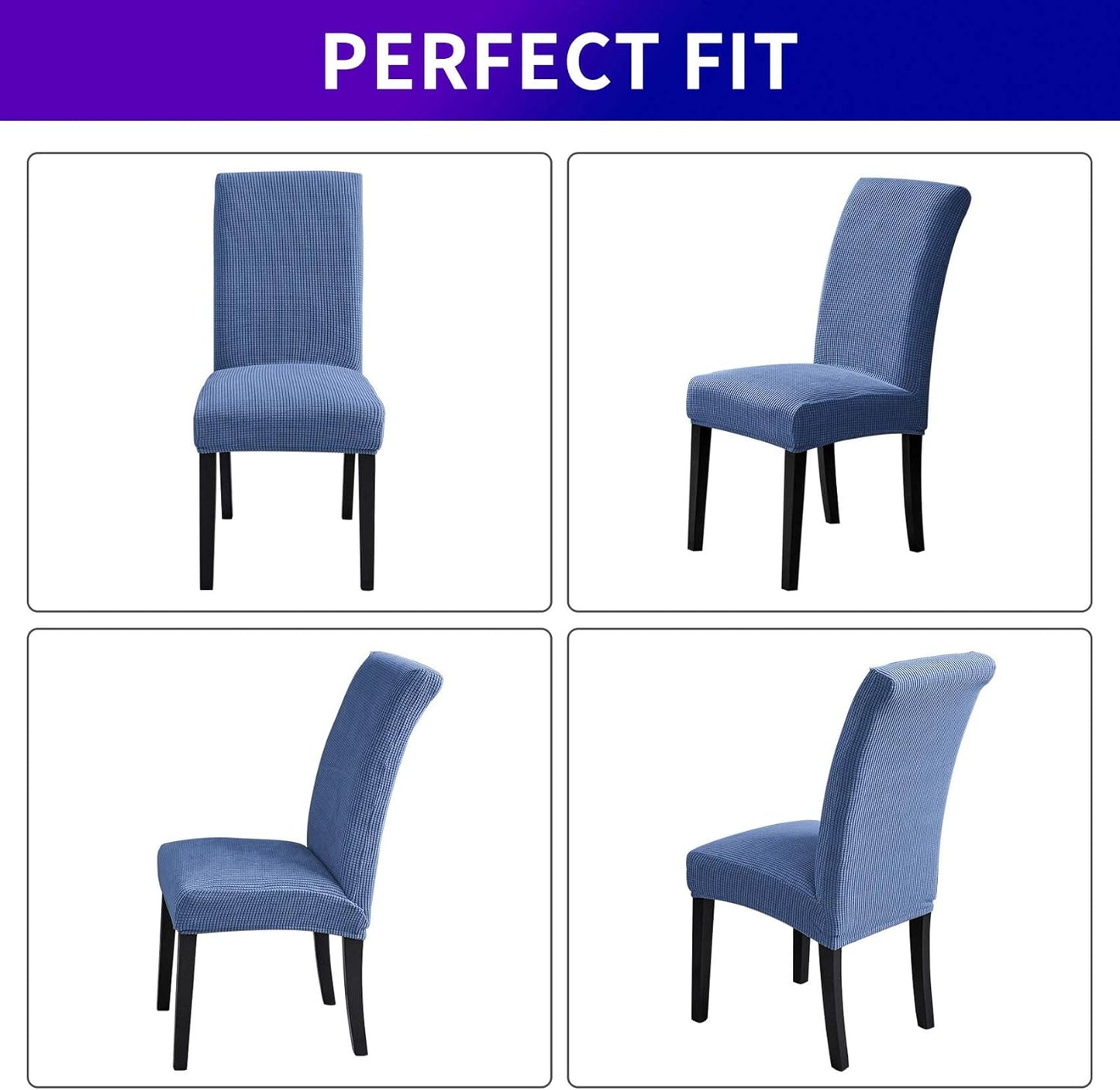 Howhic Stretch Chair Covers for Dining Room Set of 6, Removable Dining Room Chair Covers, Dining Chair Slipcovers Seat Protector, Great for Home and Banquet Decoration (Periwinkle Blue, 6 Pack)