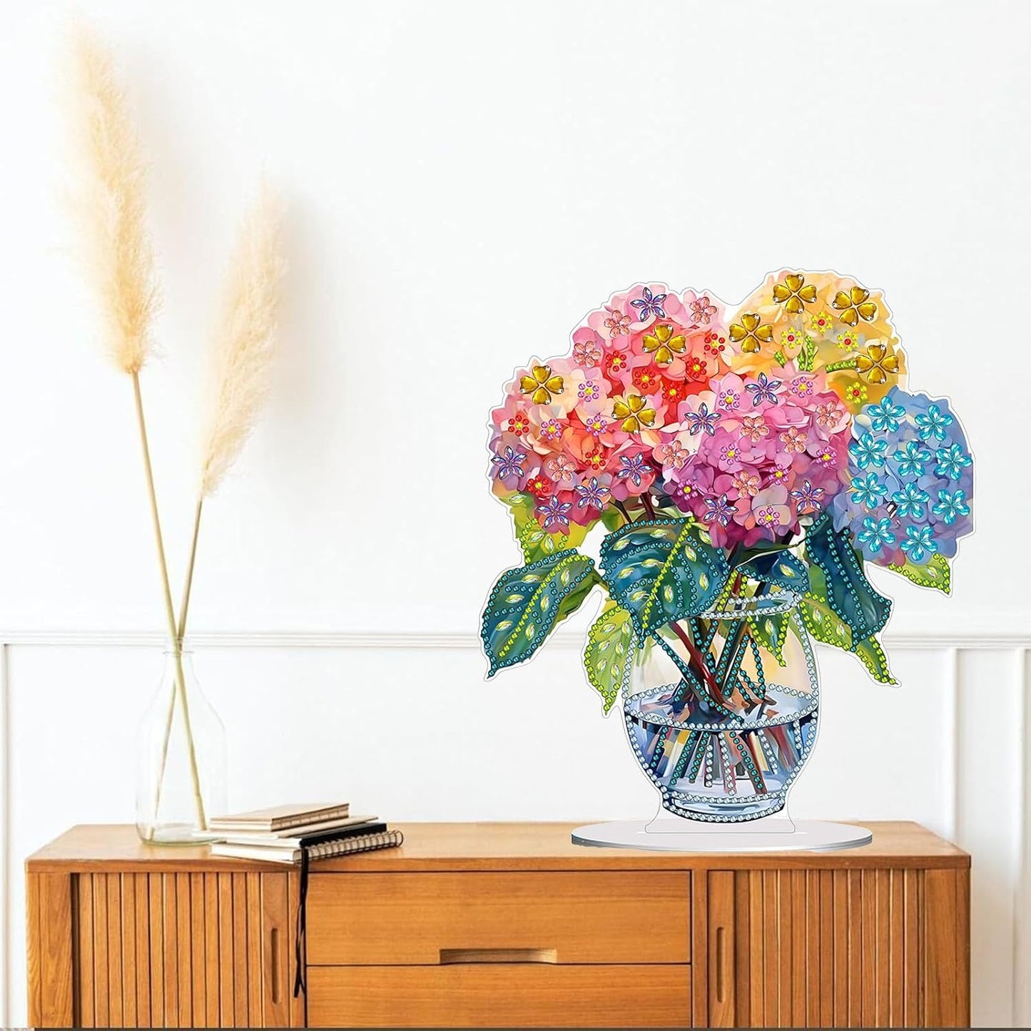 Diamond Painting Kits for Adults Beginners, 5D Full Drill Flowers Crystal Art Desktop Ornament, DIY Single Sided Home Office Desk Decor, Creative Craft Gift Set with Tools