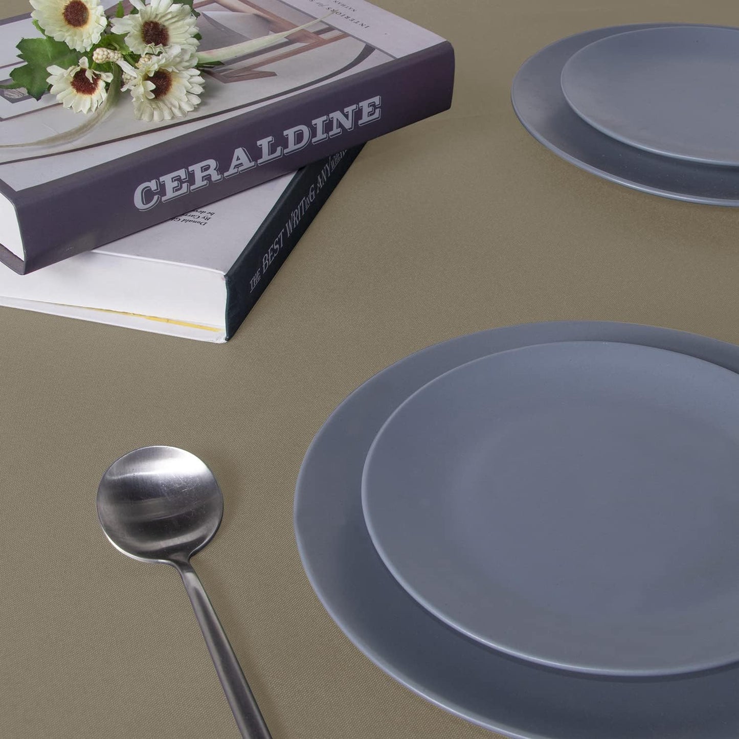 sancua Rectangle Tablecloth - 60 x 120 Inch - Stain and Wrinkle Resistant Washable Polyester Table Cloth, Decorative Fabric Table Cover for Dining Tables, Buffet Parties and Camping, Taupe