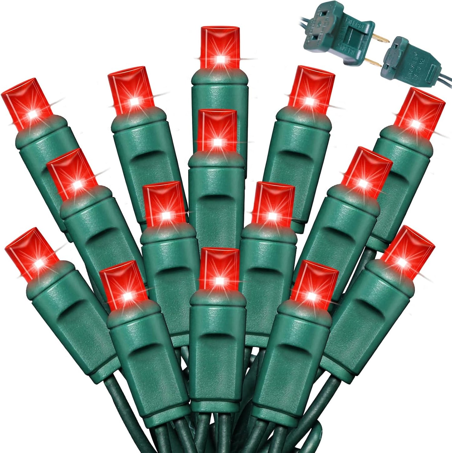1200LED (24pk of 50L) String Lights, LED Christmas Lights, 6" SPACING,Green Wire, RED