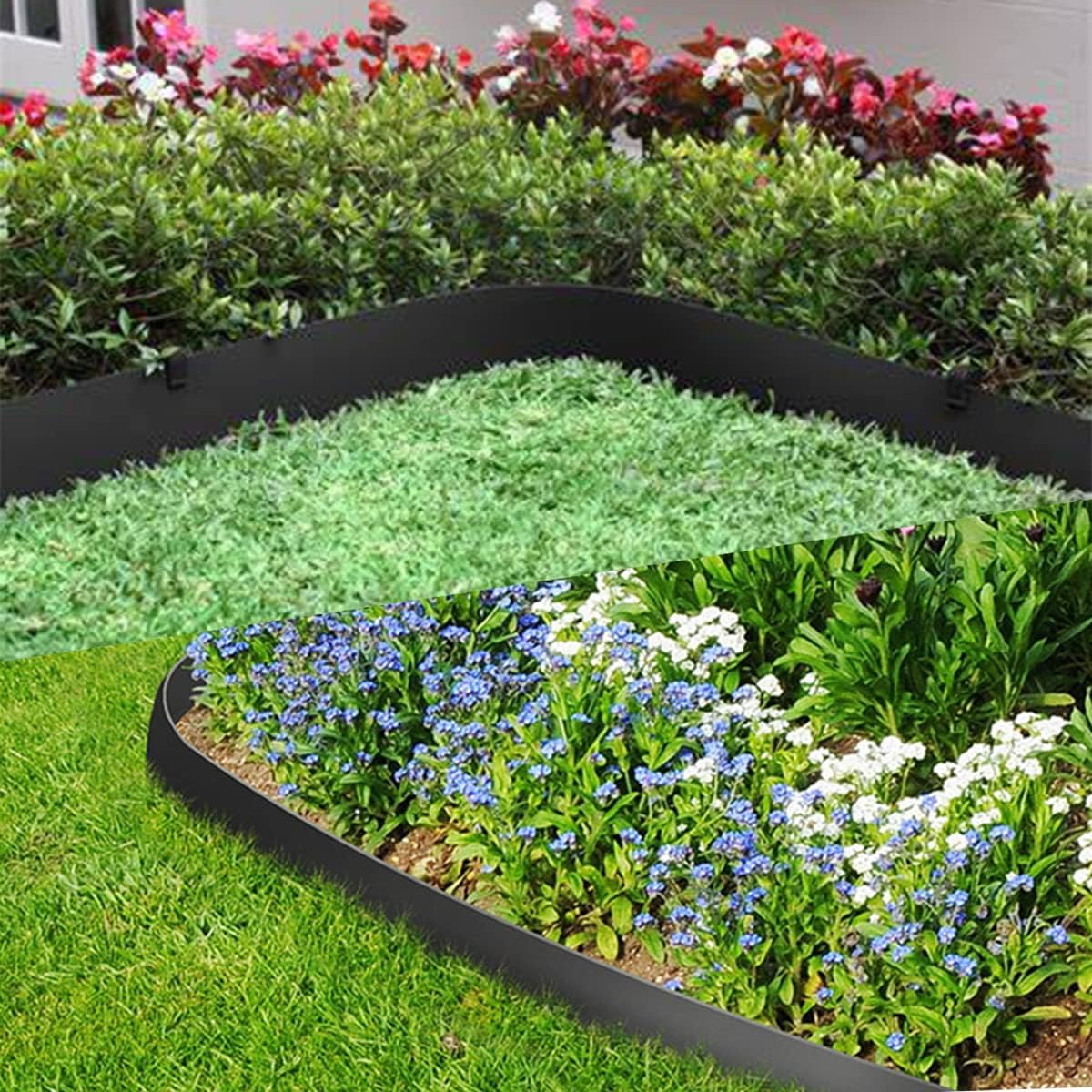 Landscape Edging Border, 5 inch Tall Wall, Garden Edging Borde Flower Bed Edging Plastic Edging for Landscaping Rubber Landscaping Edging (33 feet & 30 Stakes)