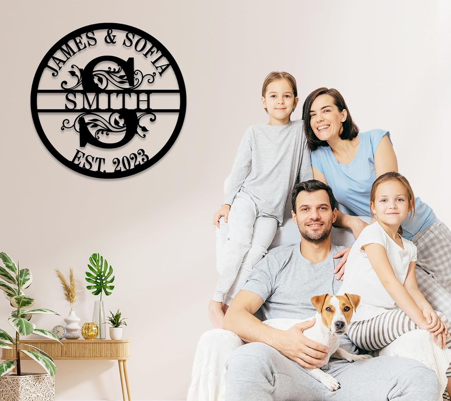 Custom Name Sign Initial Split Letter Monogram Sign Wedding Housewarming Gift