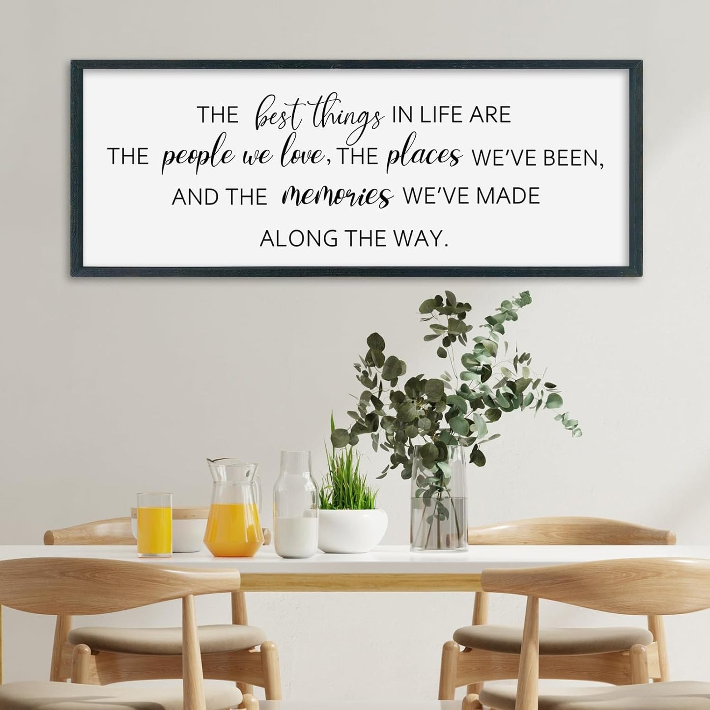 SRSZHIYUE The Best Things in Life Sign Wall Decor Art 32"×12" for family Home Bedroom Adventure Large Wood Framed Wall Hanging (Black)