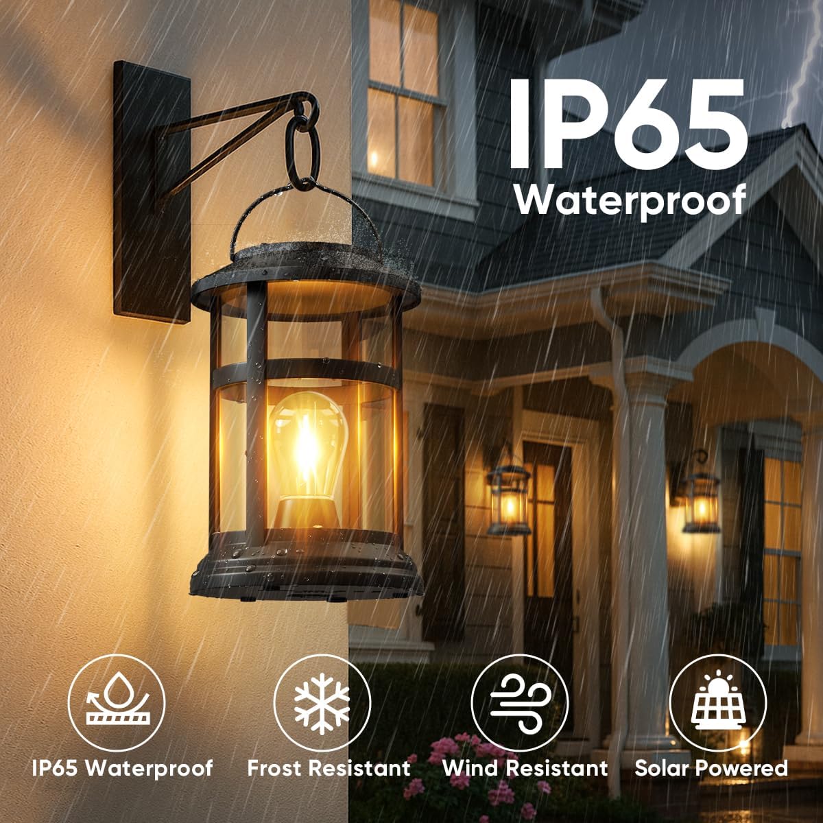 Solar Lanterns Outdoor Waterproof: 2 Pack Hanging Solar Lights for Outside Patio Porch Garden Tabletop Decor - Bright LED Warm White Solar Powered Lighting - 2025 Gardening Lovers Mom Gifts