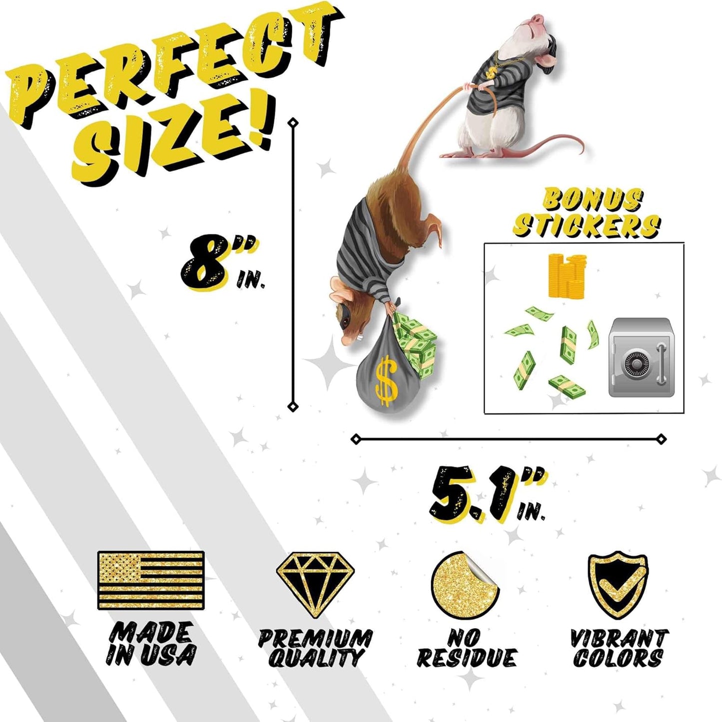 Mouse Reading Book, Wall Decor Sticker Decal, Kids Room, Classroom, Home, Bedroom, Bookcase, Book Lover, of Mice and Men, Children, Adorable, (Mice Burglars)