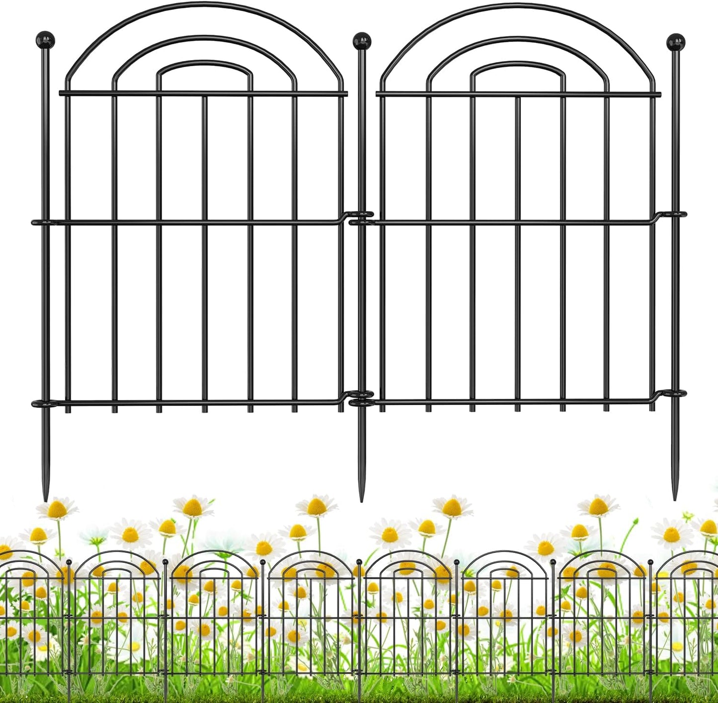 Decorative Garden Fence, 17in(H) x10.8ft Rustproof Metal No Dig Fence Animal Barrier Fence for Dog Rabbit, Wire Border Panel Fencing for Yard Patio Outdoor Decor 10 Pack