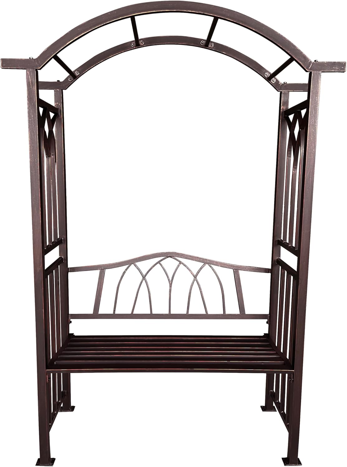 Bronze Aluminum Garden Arbor Arch with 2-Seater Bench