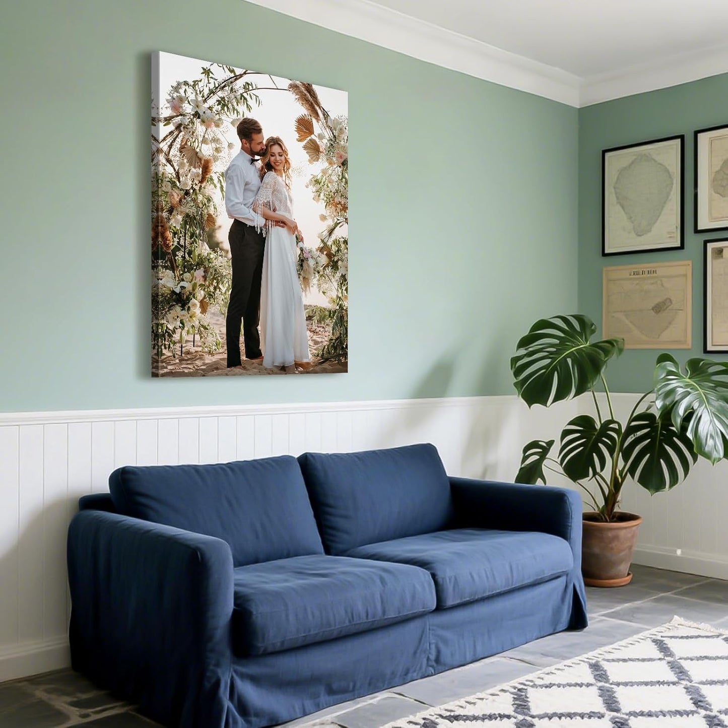 Custom Canvas Prints with Your Photos - Personalized Pictures Print, Customized Photo Gifts, Wall Art Poster Canvas Printing for Wedding, Family, Baby, Pets, Home Office Decor, Wrapped Frame 16x24