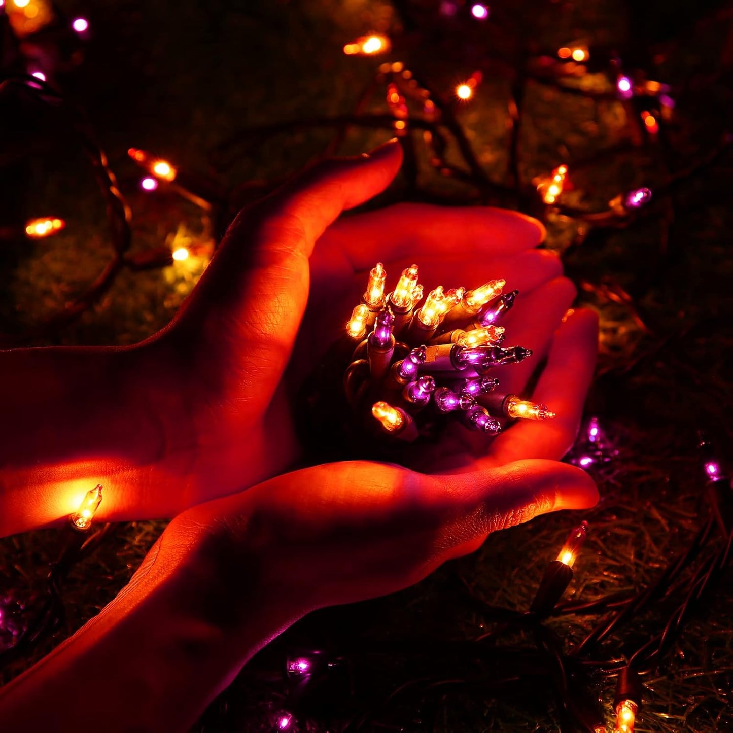 Toodour Orange & Purple Halloween Lights, 12.5ft 50 Count Incandescent Halloween String Lights, UL Certified Connectable Mini Bulbs String Lights for Outdoor, Indoor, Garden, Porch, Party, Home Decor