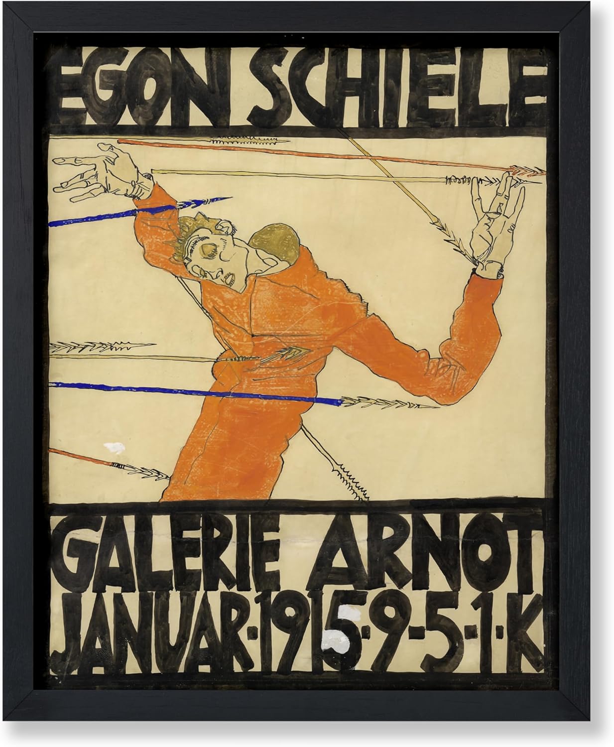 Poster Master Vintage Painting Poster - Retro Expressionism Print - Self Portrait as the Martyred St Sebastian - Gift for Artist, Friend - Wall Decor for Home, Office, 18x24 Unframed Wall Art