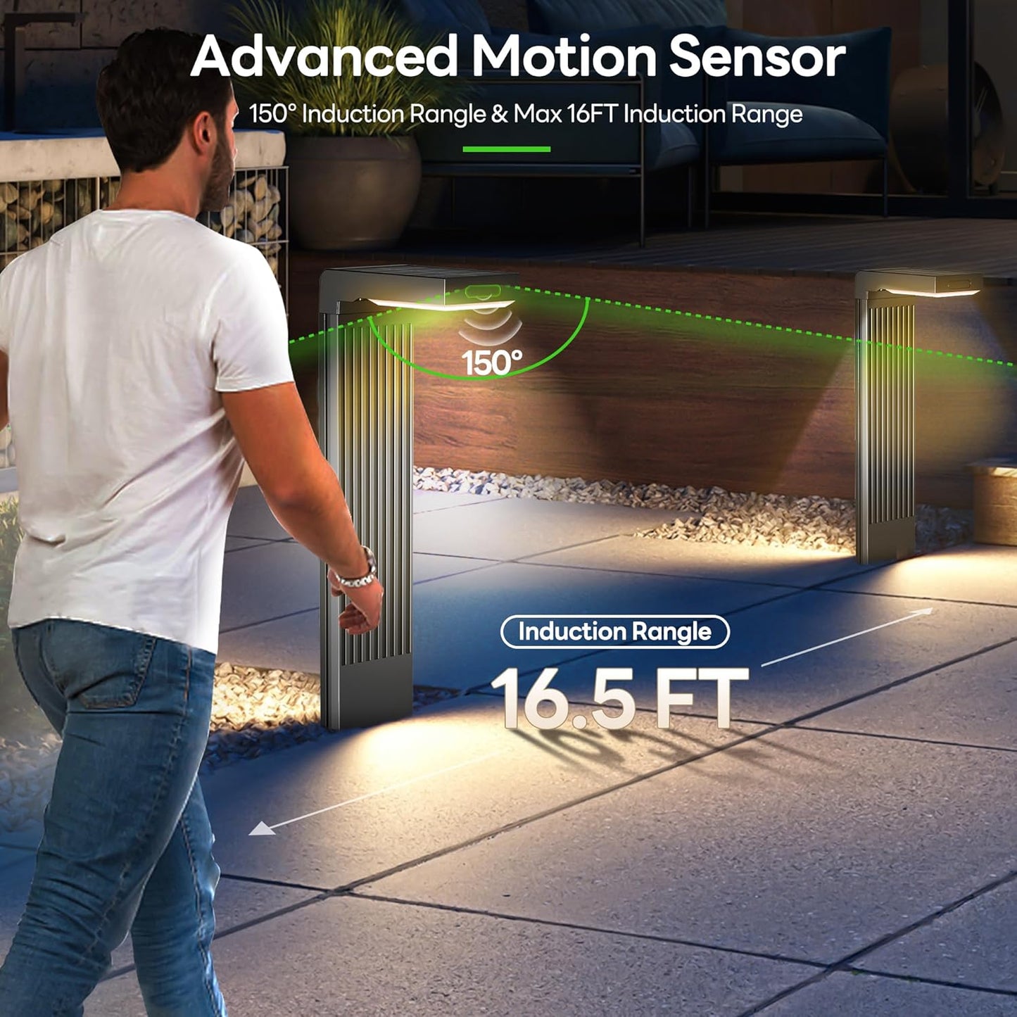 Solar Pathway Lights Outdoor 4Pack, 400LM Motion Sensor Walkway Lights with Warm/Cool White, 12H Lasting, IP65 Waterproof Solar Powered Landscape Lighting for Garden, Yard