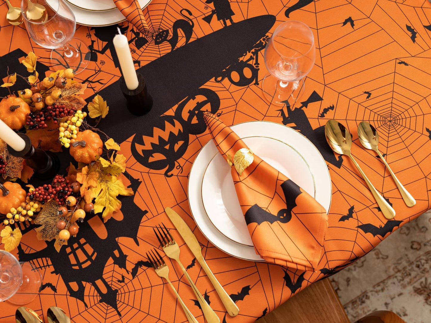 YiHomer Halloween Silhouettes Tabletop for Halloween Decorations, Dinner Parties and Scary Movie Nights, Horror Night, Napkin Set, 20 x 20