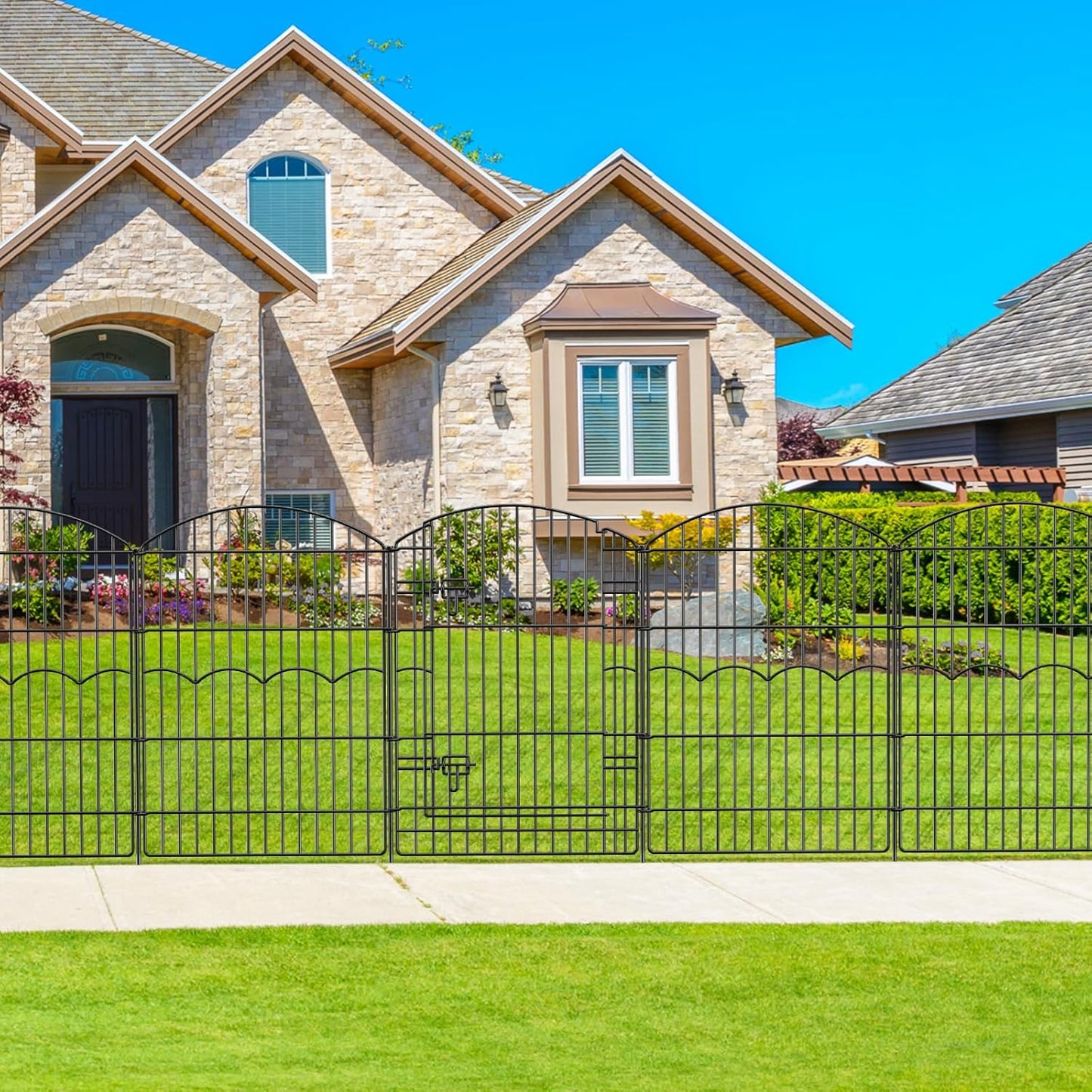 Decorative Garden Fence 6 Panels 14.8ft(L)×38in(H) No Dig Animal Barrier Fencing with 5 Panels + 1 Gate, Metal Garden Fences Rustproof Wire Border Temporary Dog Fence Outdoor for Patio Yard Lawn