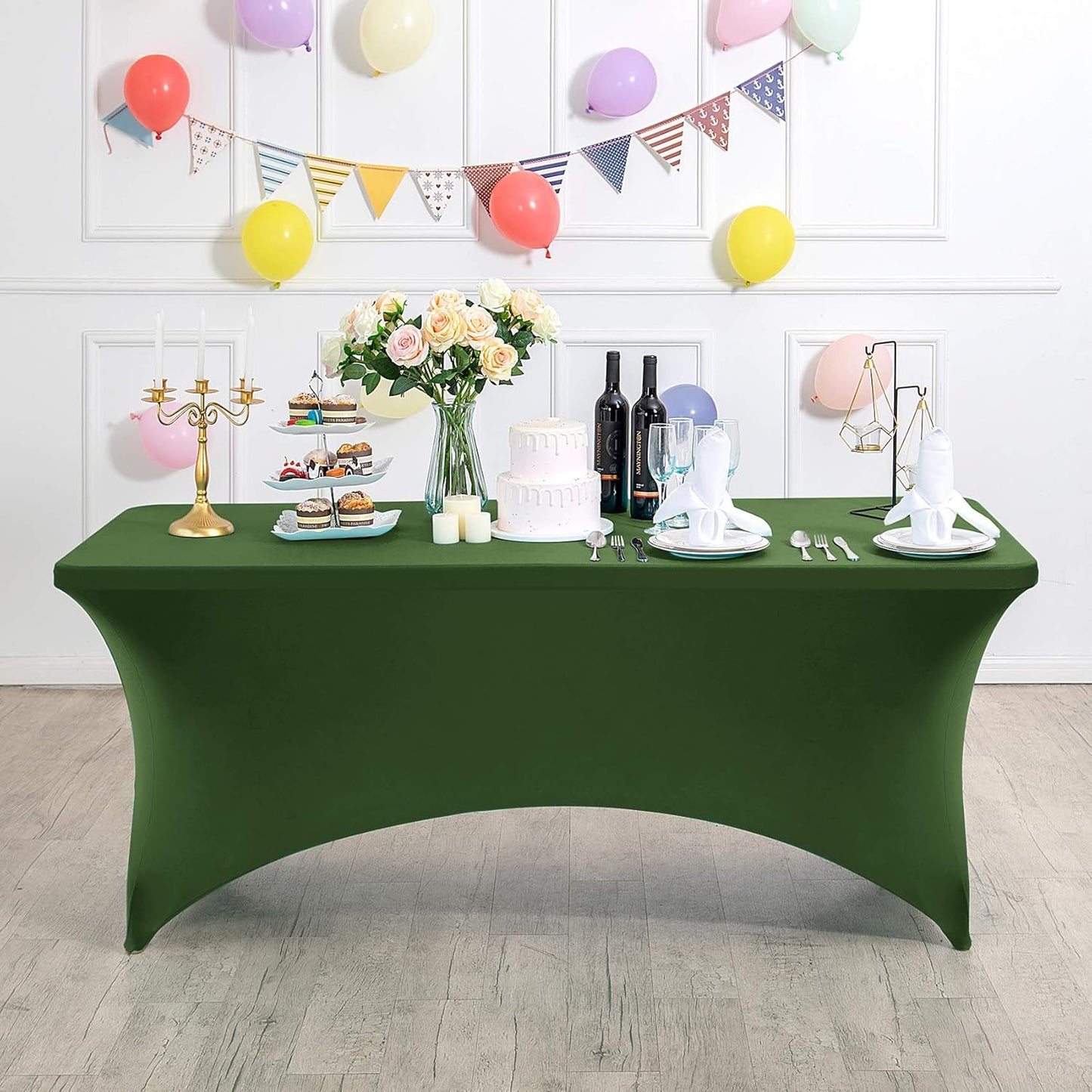 Spandex Table Cover for 8FT or 4ft or 6ft Table Universal Fitted Stretch Tablecloth for Party, Banquet, Wedding and Events-Willow