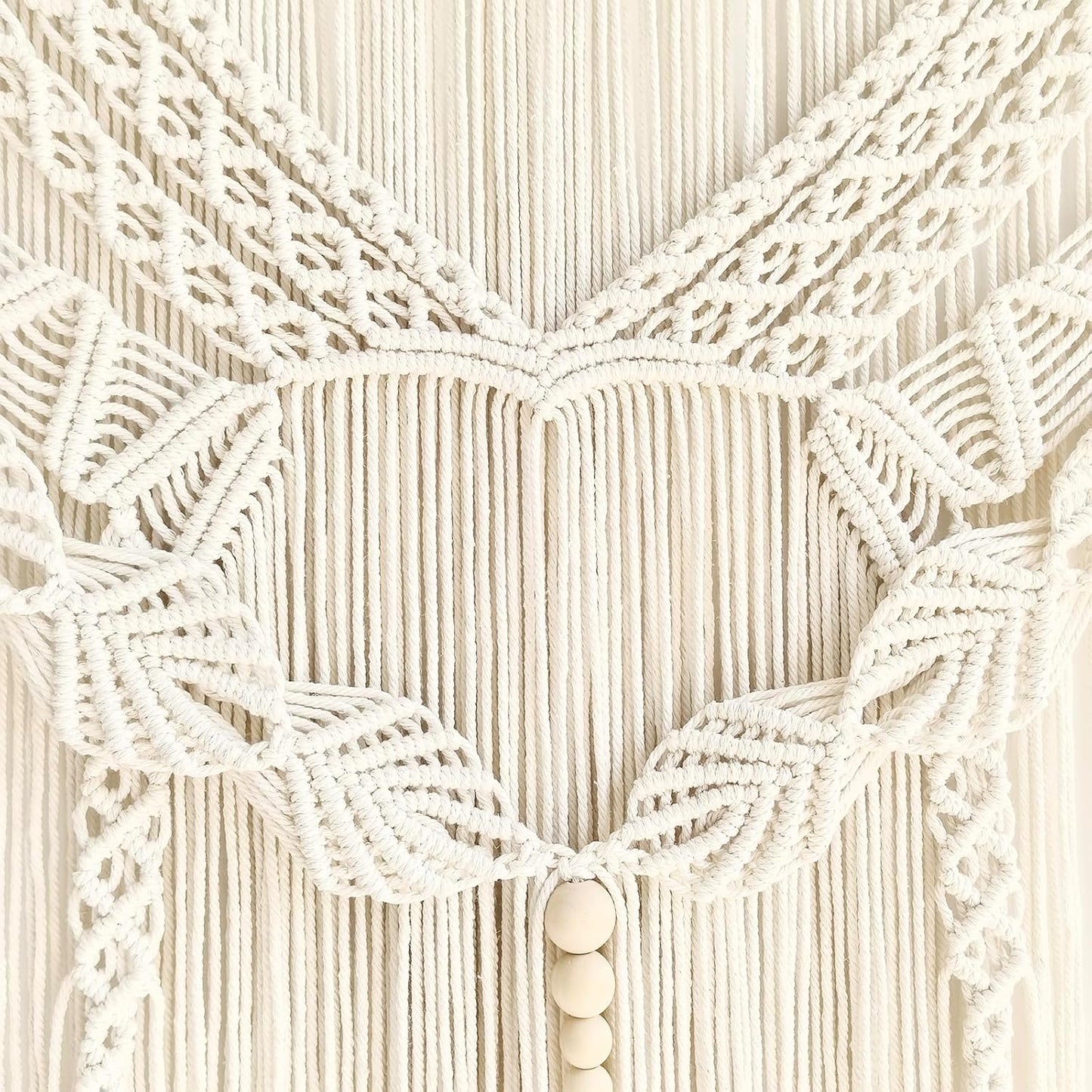 Achart Macrame Wall Hanging Large- Boho Wall Decor- large wall art- Wall Decor Living Room- Macrame Tapestry Boho Decor for Bedroom (Leaf &Wood Bead)
