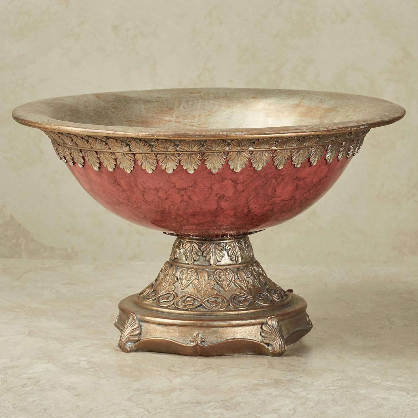 Touch of Class Cambria Cinnabar Marbled Traditional Centerpiece Pedestal Bowl Table Decoration Centerpiece Bowl Only