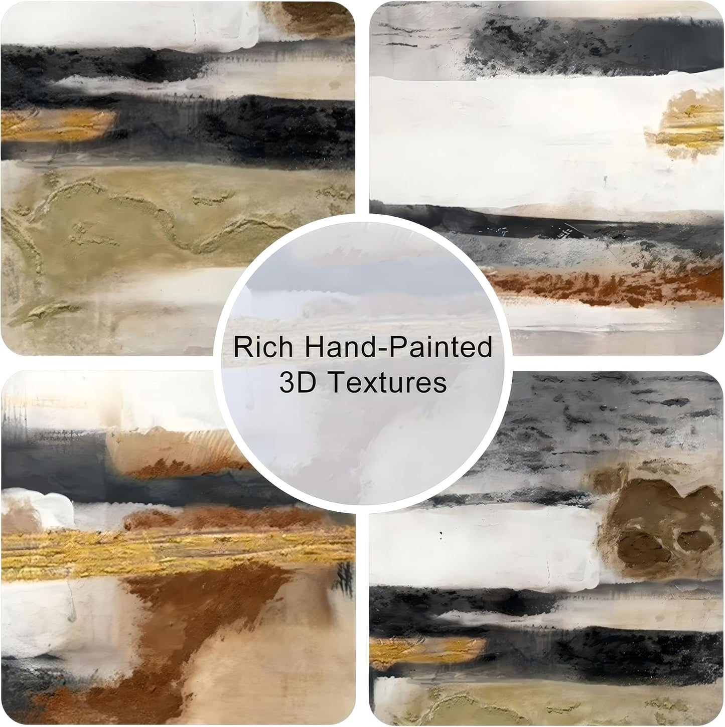 Modern Abstract Framed Canvas Wall Art Set, Neutral Textured Wall Decor, Boho Minimalist Gold and Gray Wall Painting for Living Room, Bedroom, Dining Room, Office - 16" x24" x3