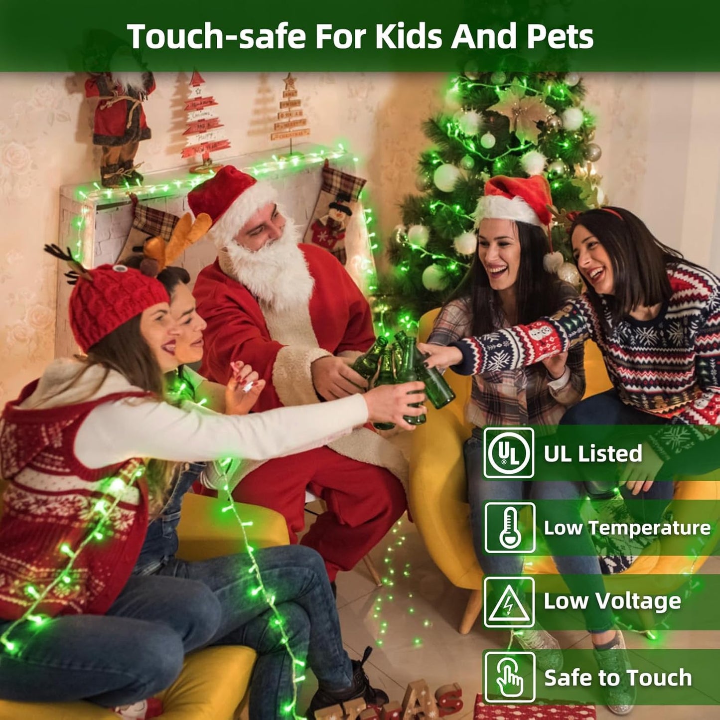 300LED Christmas Lights Outdoor Indoor Use, 12 Lighting Modes 75ft Christmas Tree Lights with Timer, Dimmable Plug in Green LED StringLights Waterproof for Yard Tree Wedding Party Holiday Green