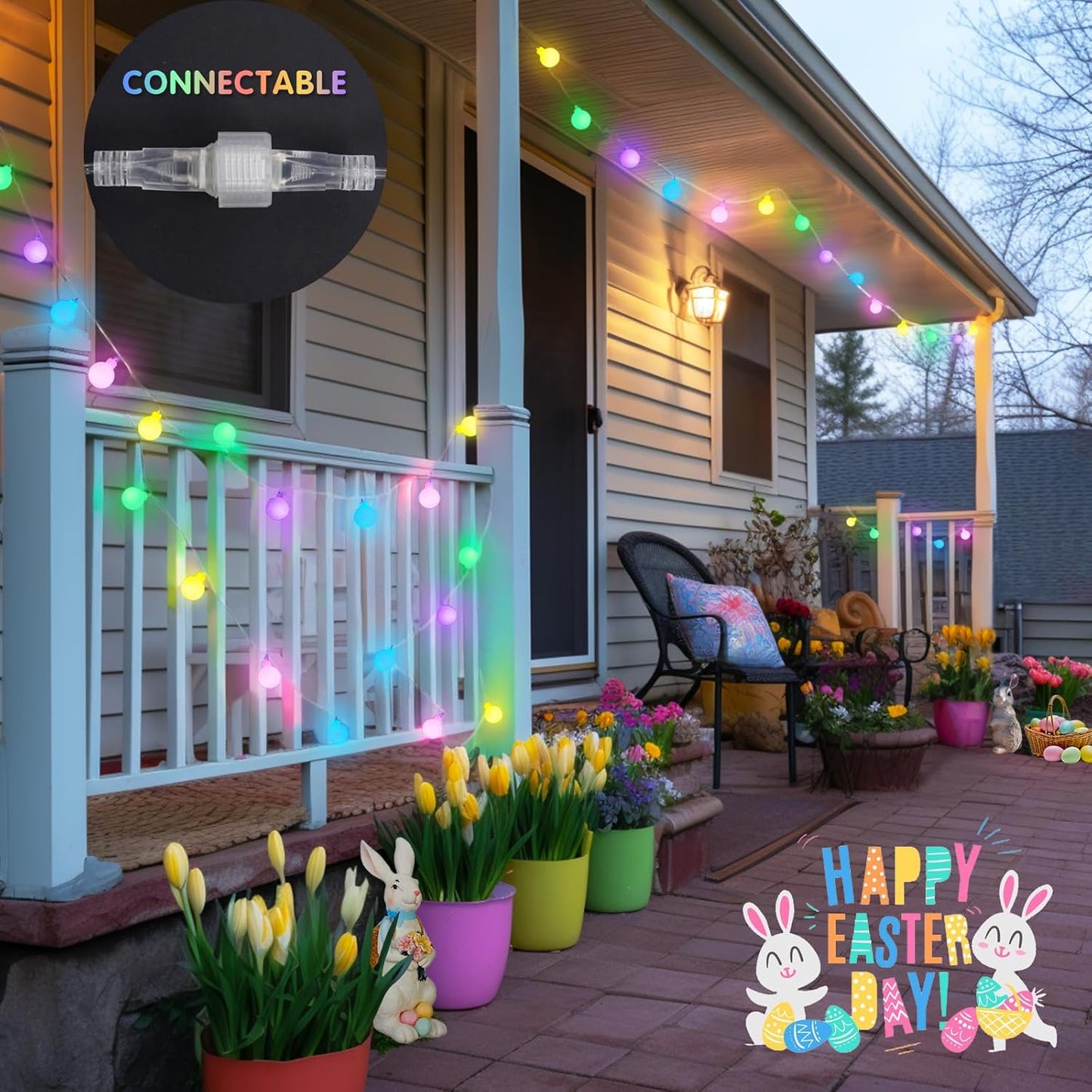 JMEXSUSS 100 LED Connectable Globe String Lights Indoor, 33ft Multicolor Fairy Lights Plug in with Remote, 8 Modes Pastel Lights for Easter Bedroom Tree Room Party Decoration