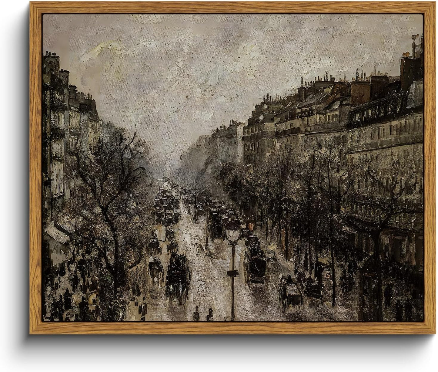 VIYYIEA Framed Canvas Wall Art Home Decor for Living Room Classical Cityscape Artwork Wall Decorations Vintage Oil Painting Prints Parisian Street Wall Decor Bathroom Wall Pictures Farmhouse 9x11in