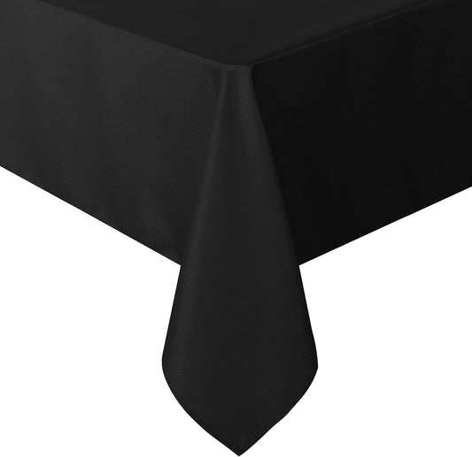 sancua Rectangle Tablecloth - 60 x 120 Inch - Stain and Wrinkle Resistant Washable Polyester Table Cloth, Decorative Fabric Table Cover for Dining Tables, Buffet Parties and Camping, Black