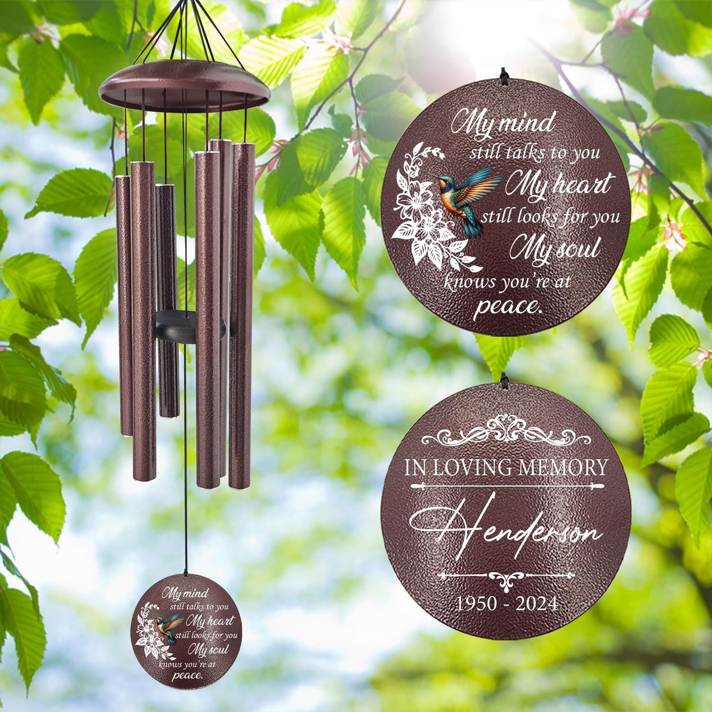 ASTARIN 36" Large Deep Tone Personalized Sympathy Wind Chimes, Memorial Wind Chime for Loss of Mother Father Loved One, Bereavement Gifts Decor Outdoor Patio Garden Graveyard